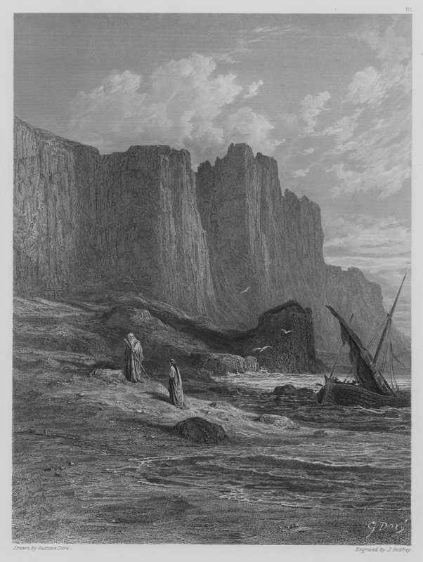 Vivien a Merlin vystupují od Gustave after Dore