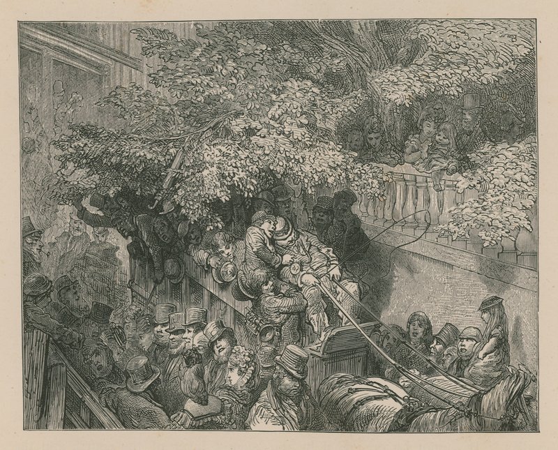 Přeplněný kočár tažený koňmi od Gustave Dore
