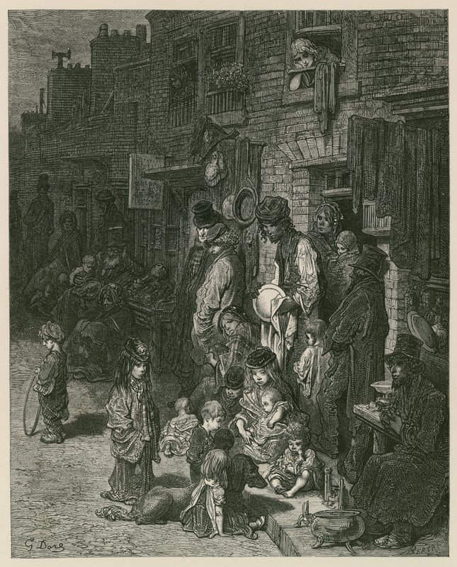 Slumy v Londýně (rytina) od Gustave Dore