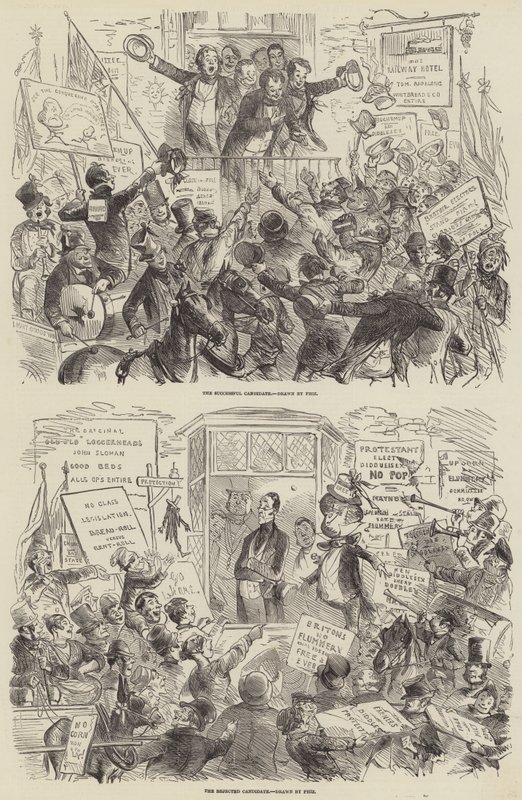 Volby v roce 1852 od Hablot Knight Browne