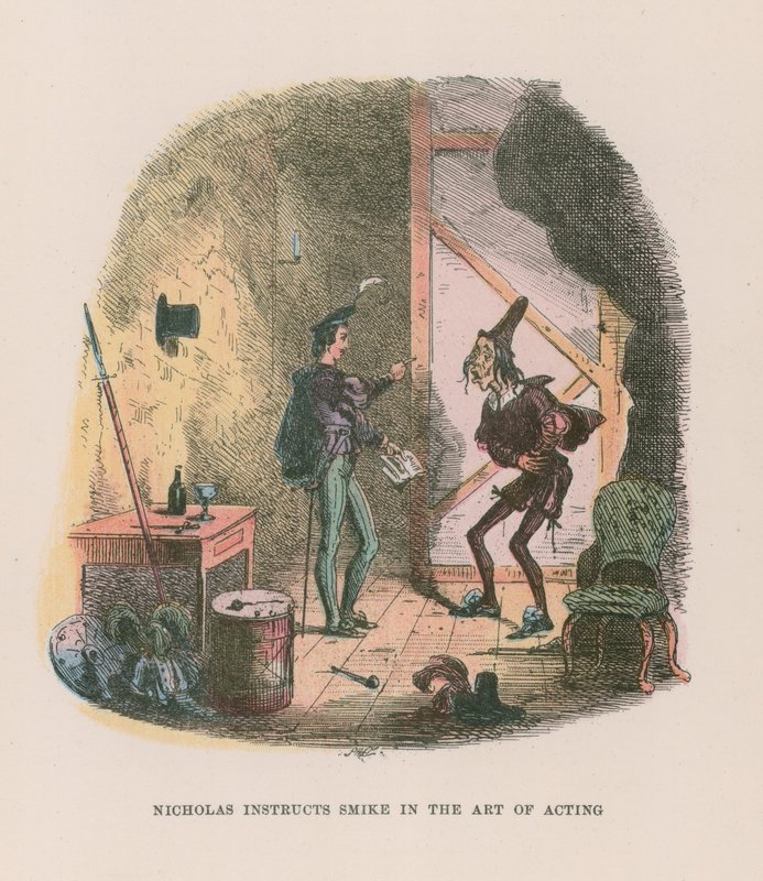 Ilustrace pro Nicholase Nicklebyho od Hablot Knight Browne
