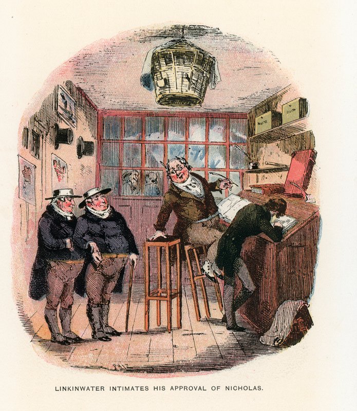 Ilustrace pro Nicholase Nicklebyho od Hablot Knight Browne