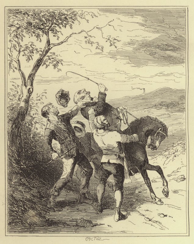 Jobling a Armstrong útočí na pana Fairlese od Hablot Knight Browne