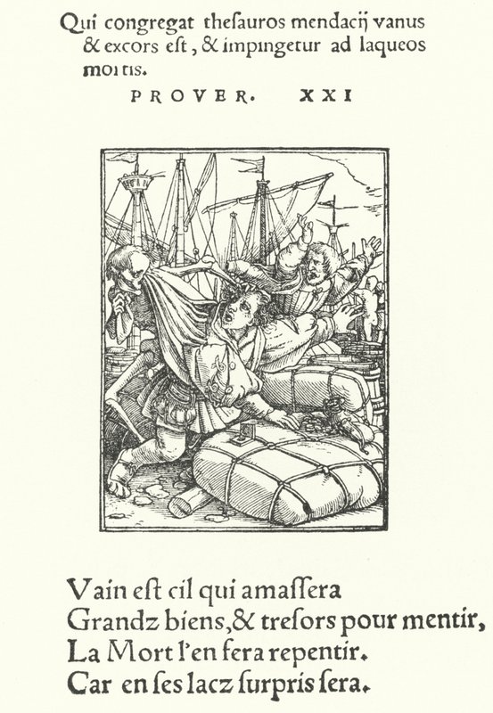 Obchodník (rytina) od Hans (after) Holbein the Younger