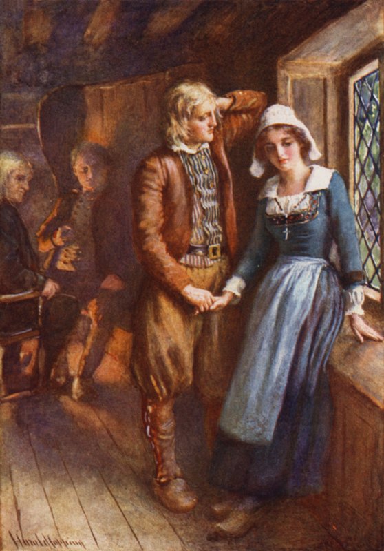 Gabriel a Evangeline (barva lito) od Harold Copping