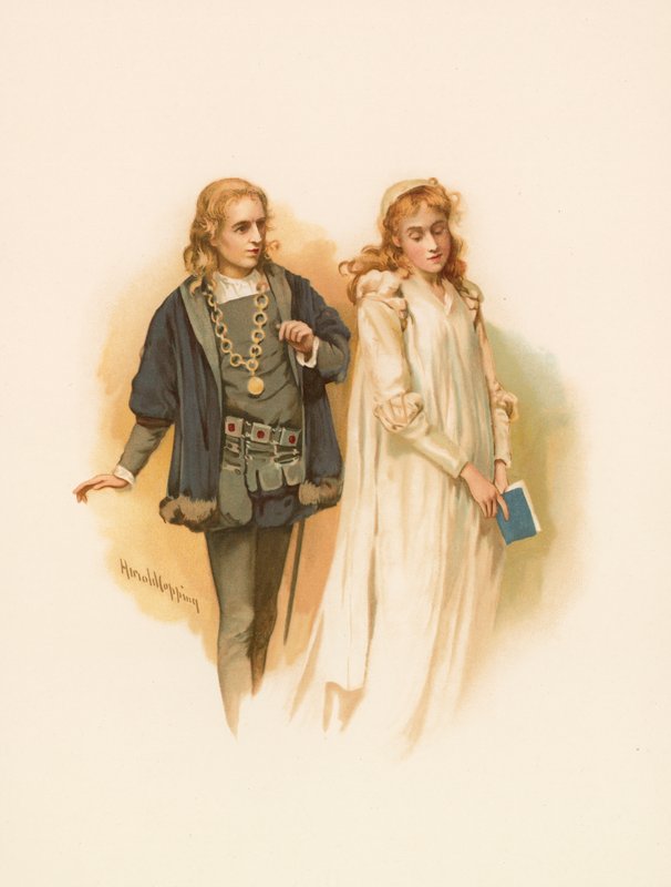 Hamlet a Ofélie od Harold Copping