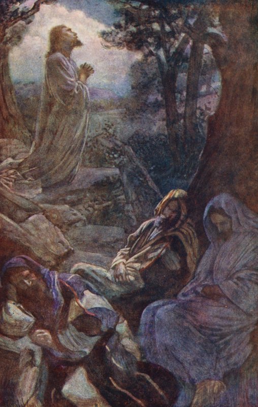 Nový zákon: Getsemany (barevná litografie) od Harold Copping