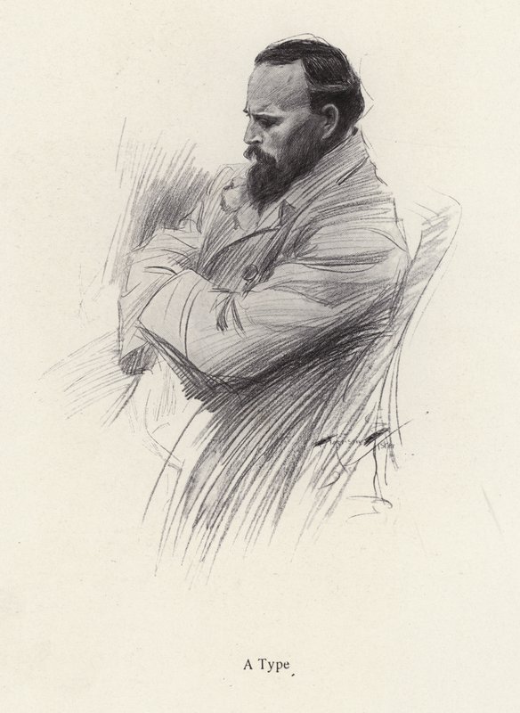 Portrét sedícího muže (litho) od Harrison Fisher