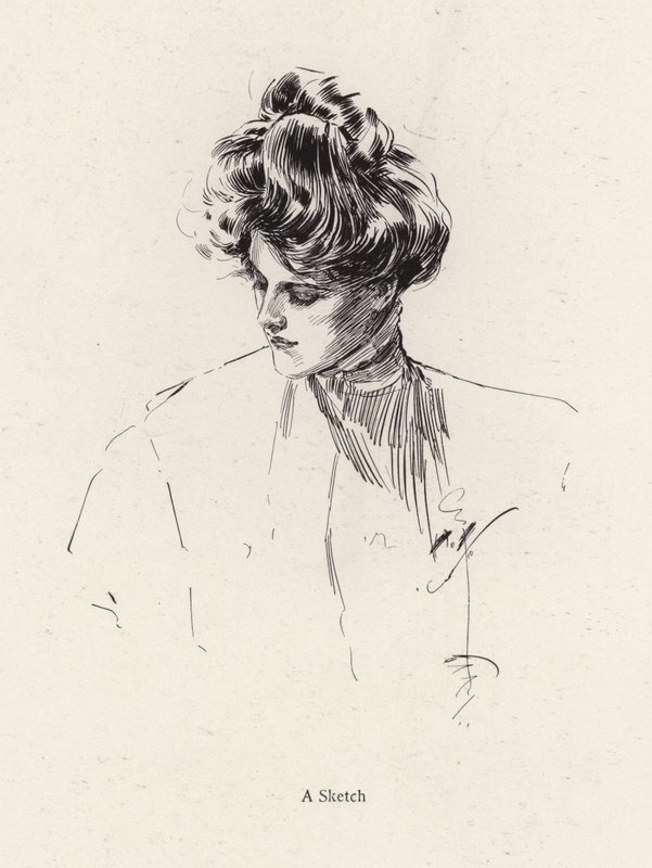 Portrét ženy (litho) od Harrison Fisher