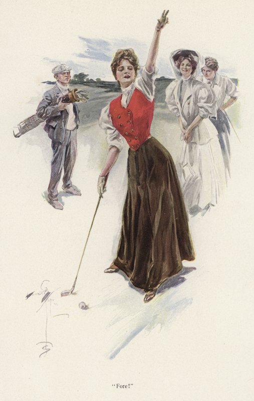 Žena golfistka na hřišti (barva lito) od Harrison Fisher