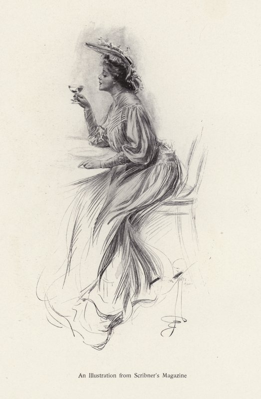 Žena s pitím (litho) od Harrison Fisher