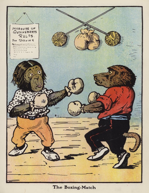 Boxerský zápas (barva litho) od Harry B Neilson