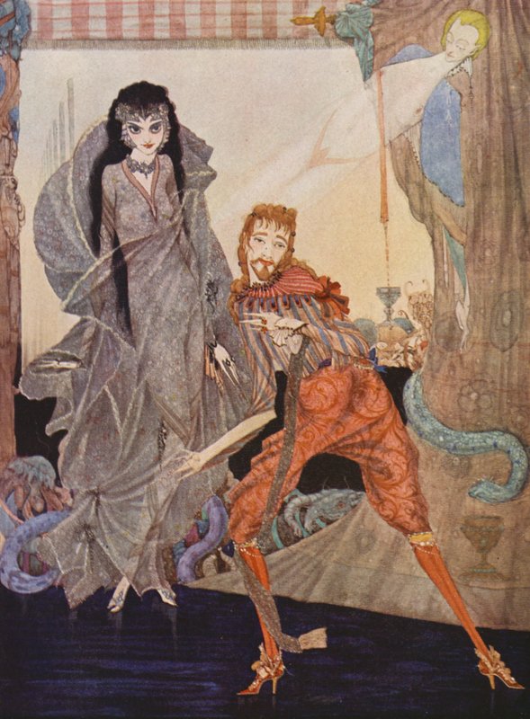Edgar Allan Poe: Ligeia (barevná litografie) od Harry Clarke