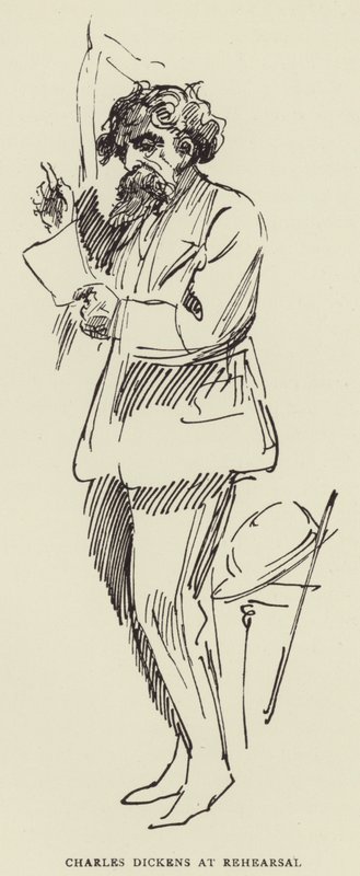 Charles Dickens na zkoušce od Harry Furniss