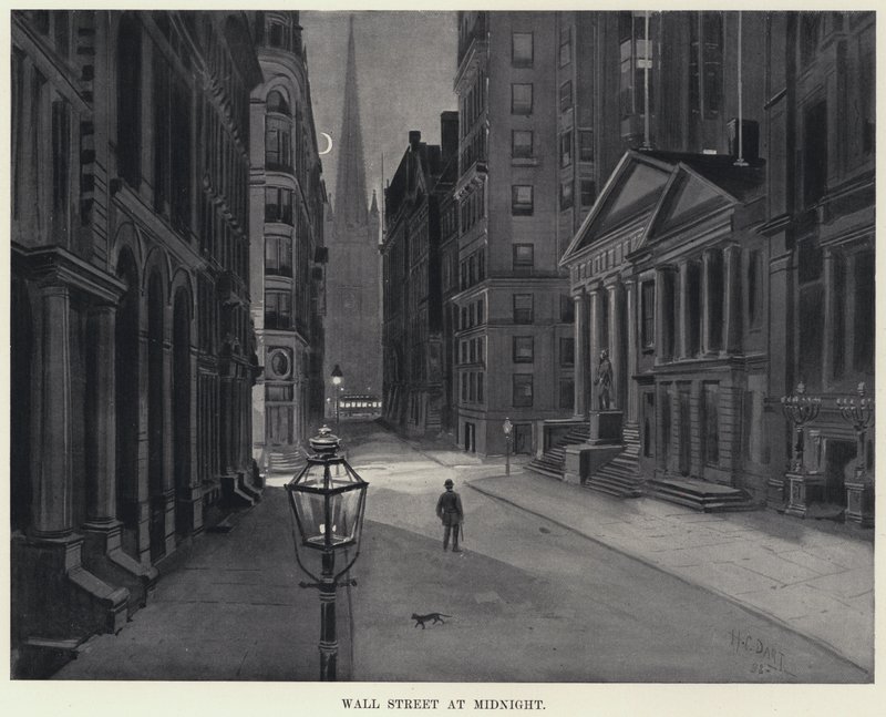 Wall Street o půlnoci (litho) od Harry Grant Dart