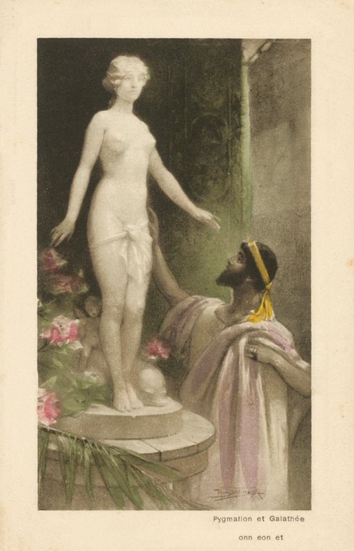 Pygmalion a Galatea (barevná litografie) od Heinrich Hans Schlimarski