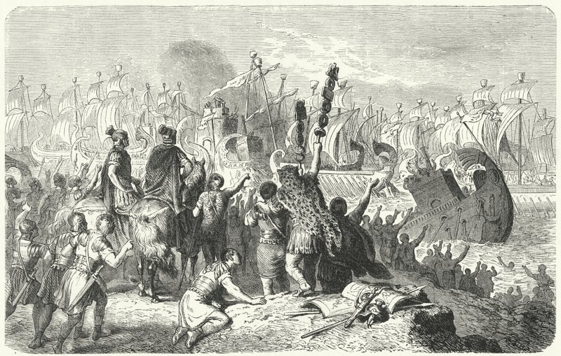 Bitva u Actia, 31 př.nl (rytina) od Heinrich Leutemann