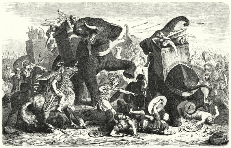 Bitva o Gazu, 312 př.nl (rytina) od Heinrich Leutemann