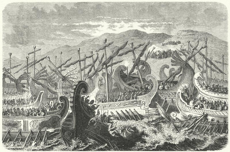 Bitva u Salamíny, 480 př.nl (rytina) od Heinrich Leutemann
