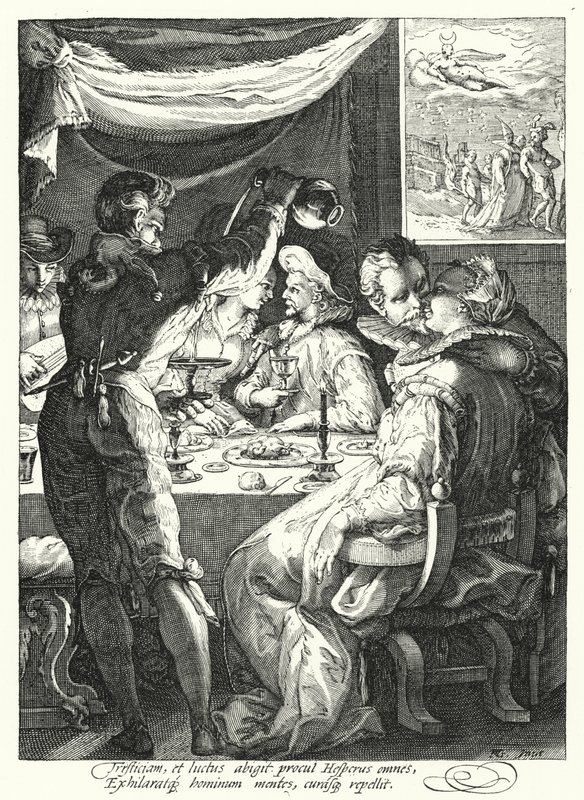 Večer (rytina) od Hendrik (after) Goltzius
