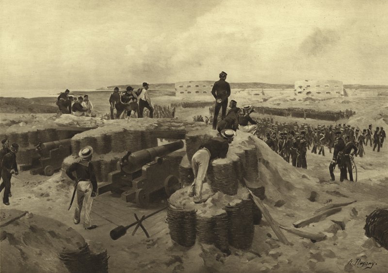 Bitva u Bomarsundu, 1854 (hlubotisk) od Henri Louis Dupray