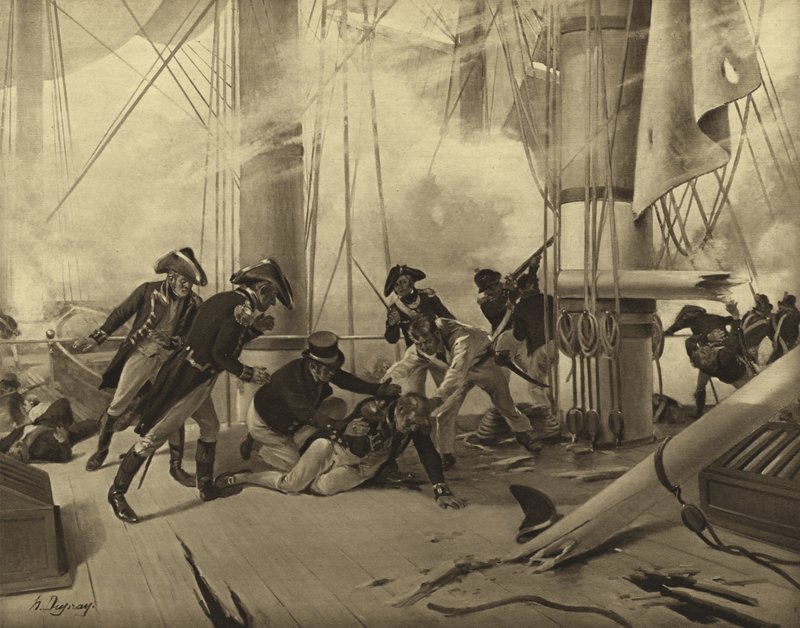 Bitva u Trafalgaru, 1805 (hlubotisk) od Henri Louis Dupray