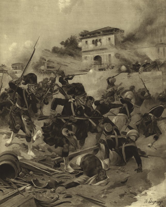 Reliéf Lucknow, 1858 (hlubotisk) od Henri Louis Dupray