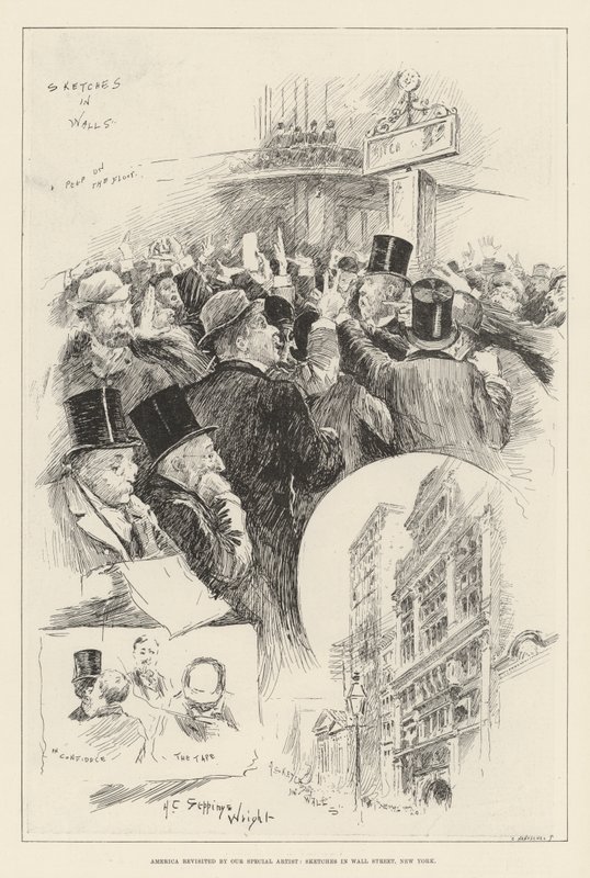 America revisited by Our Special Artist, Sketches in Wall Street, New York od Henry Charles Seppings Wright