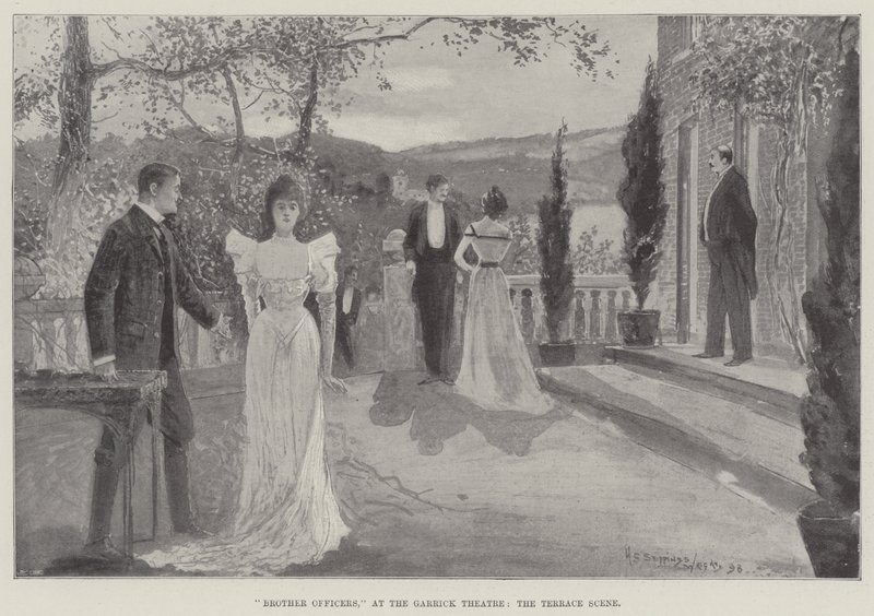 Bratři důstojníci, v divadle Garrick, scéně na terase od Henry Charles Seppings Wright
