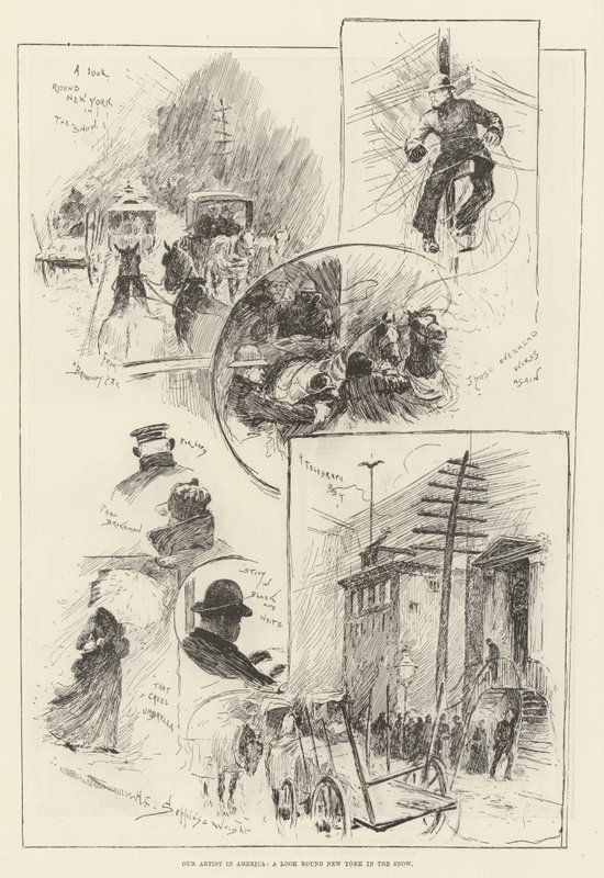 Náš umělec v Americe, rozhled po New Yorku ve sněhu od Henry Charles Seppings Wright