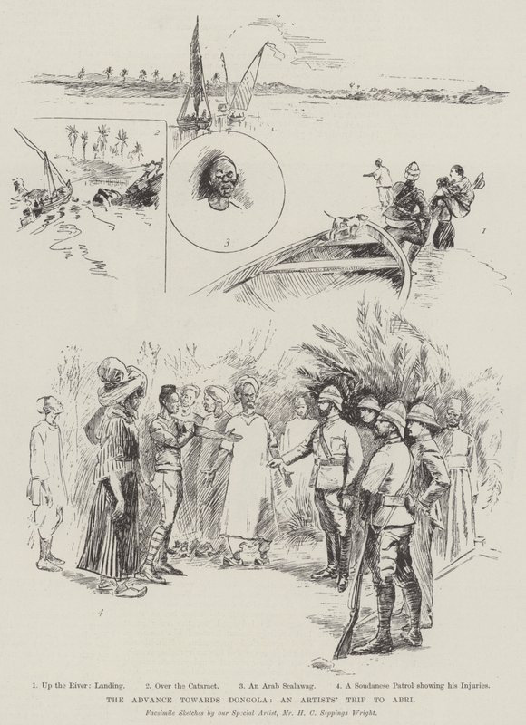 Postup k Dongole, výlet umělců do Abri od Henry Charles Seppings Wright