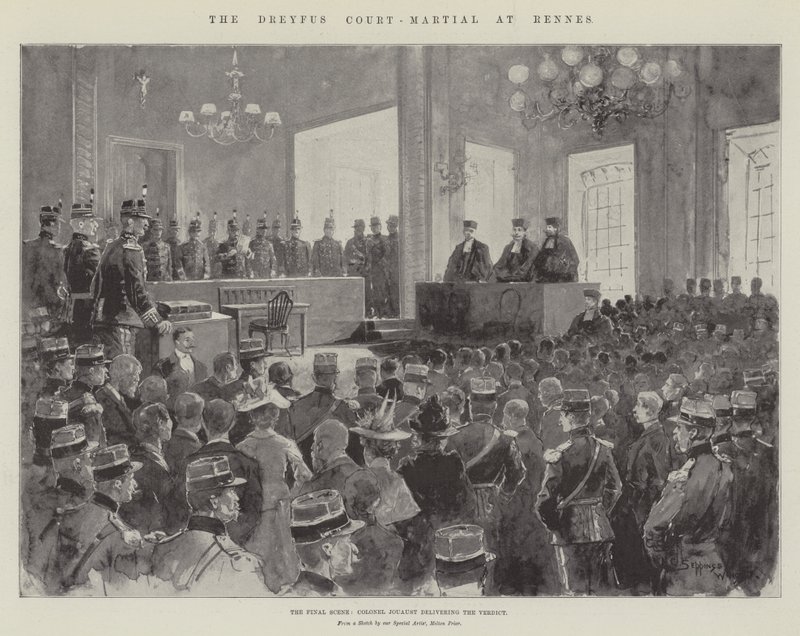 Dreyfusův válečný soud v Rennes od Henry Charles Seppings Wright