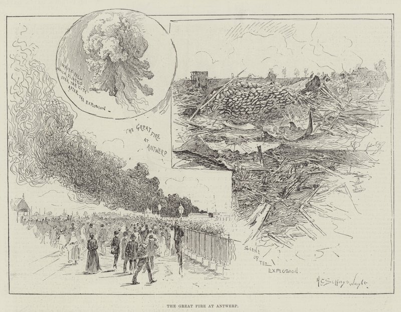 Velký požár v Antverpách od Henry Charles Seppings Wright
