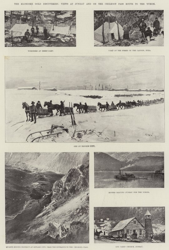 Objevy zlata na Klondike, pohledy na Juneau a na cestě Chilkoot Pass na Yukon od Henry Charles Seppings Wright