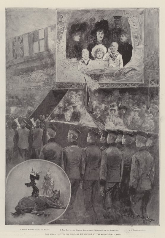 Královská návštěva vojenského turnaje v Zemědělské hale od Henry Charles Seppings Wright