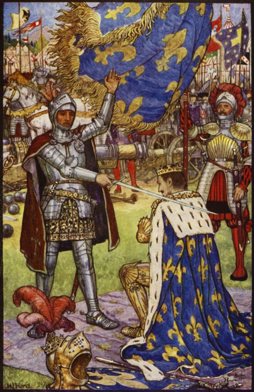 František I., král Francie, obdrží pořadí rytířství z Bayard od Henry Justice Ford