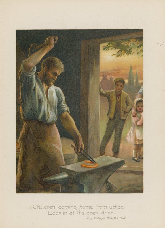 Děti přicházející ze školy se dívají na otevřené dveře (chromolitho) od Henry Marriott Paget