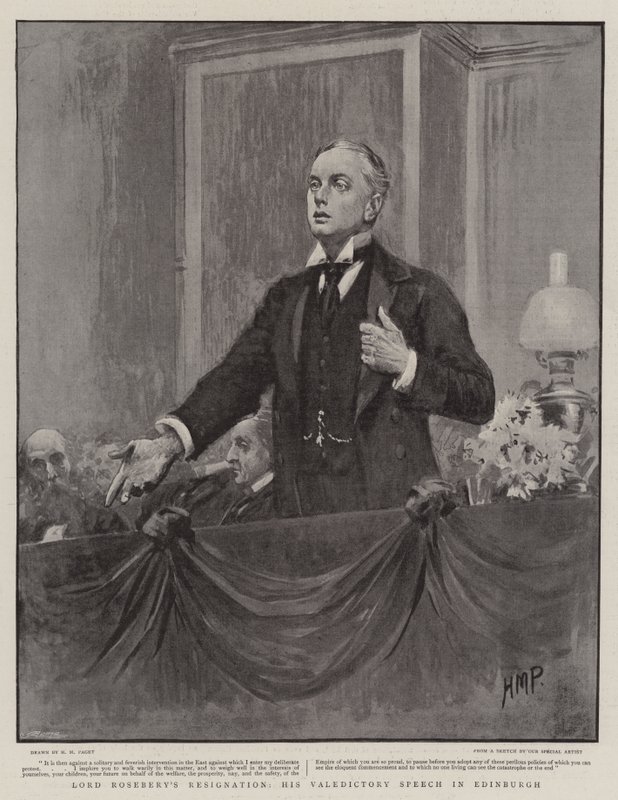 Rezignace lorda Roseberyse, jeho Valedictory Speech v Edinburghu od Henry Marriott Paget