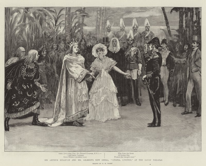 Nová opera sira Arthura Sullivana a pana Gilberta, Utopia, Limited, v Savoy Theatre od Henry Marriott Paget