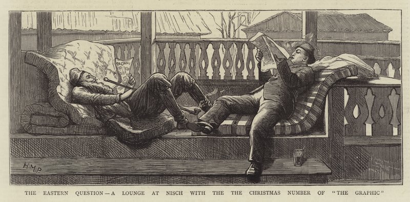 Východní otázka, salonek u Nische s vánočním číslem časopisu The Graphic od Henry Marriott Paget