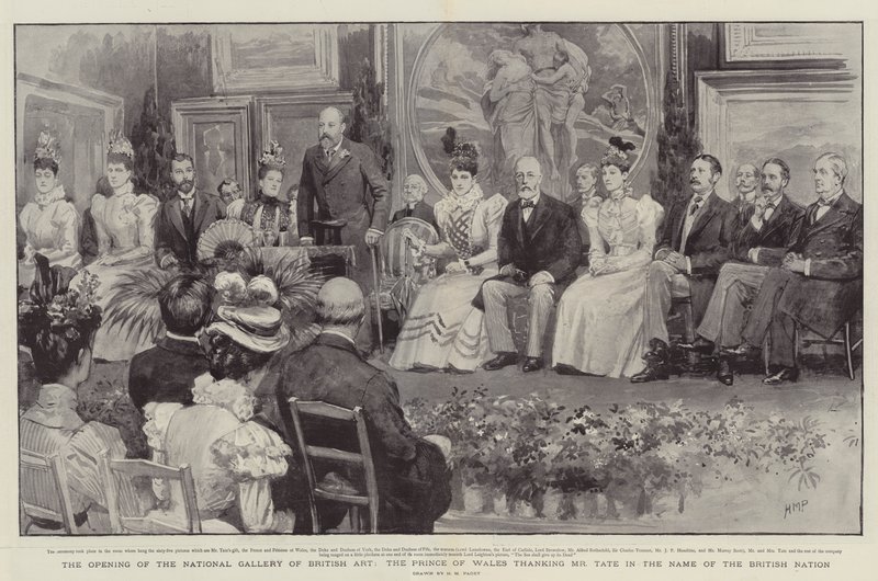 Otevření Národní galerie britského umění, princ z Walesu děkuje panu Tateovi ve jménu britského národa od Henry Marriott Paget