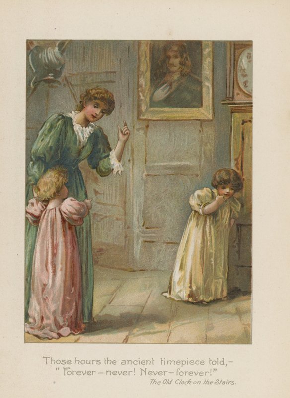 Ty hodiny, které starověké hodinky říkaly - Navždy - nikdy! Nikdy navždy! (chromolitho) od Henry Marriott Paget