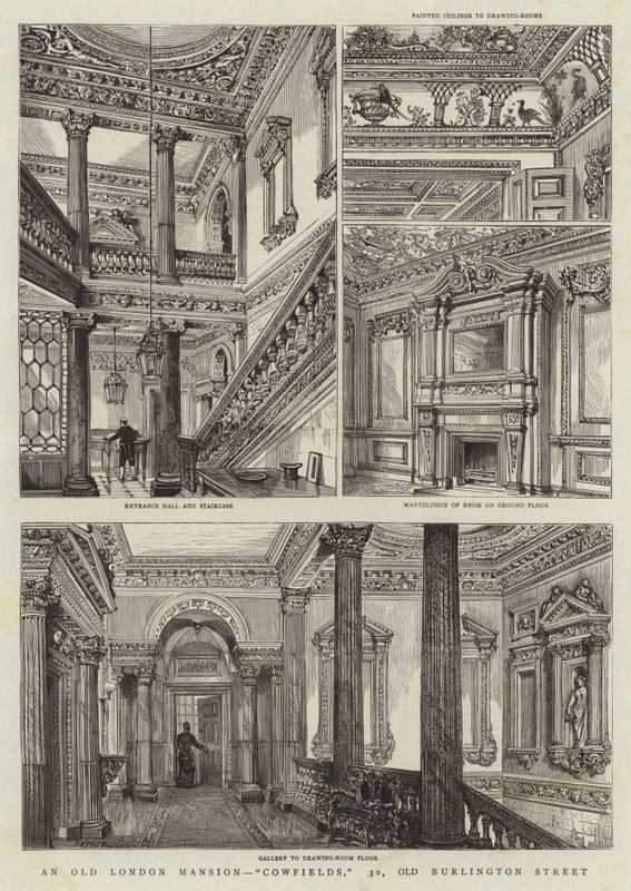 Starý London Mansion, Cowfields, 30, Old Burlington Street od Henry William Brewer