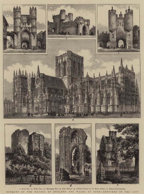 Banket starostů Anglie a Walesu v Yorku, Sketches in the City (Skicy ve městě) od Henry William Brewer