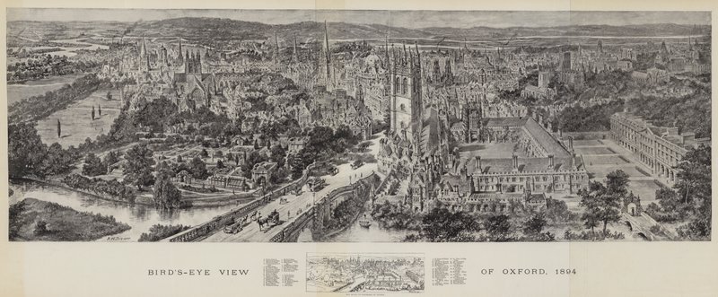 Pohled na Oxford z ptačí perspektivy, 1894 od Henry William Brewer