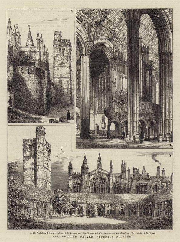 New College, Oxford, nedávno obnovena od Henry William Brewer