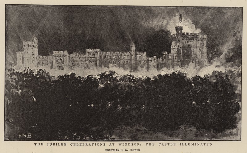 Jubilejní oslavy ve Windsoru, osvětlený hrad od Henry William Brewer