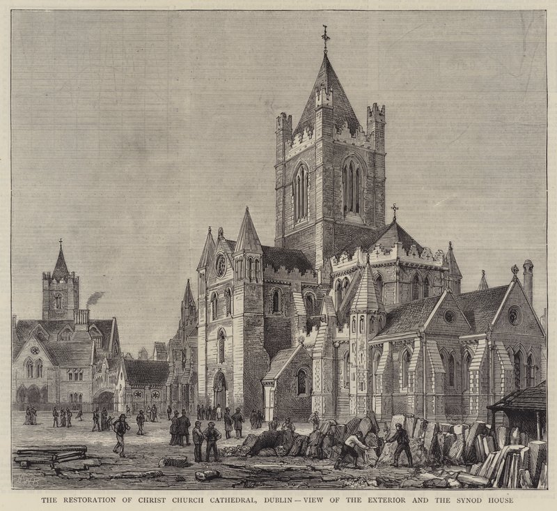 Restoration of Christ Church Cathedral, Dublin, Pohled na exteriér a Synod House od Henry William Brewer
