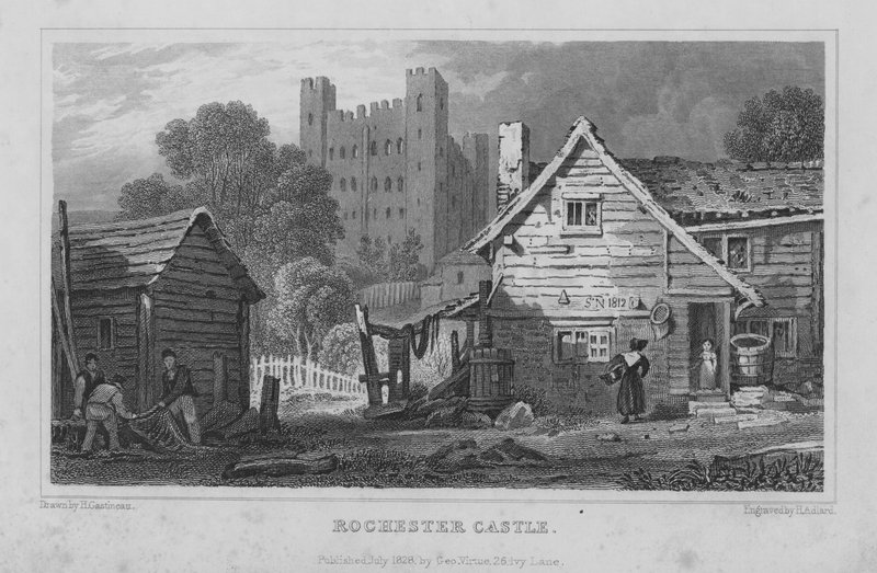 Rochester Castle, Kent (rytina) od Henry Adlard