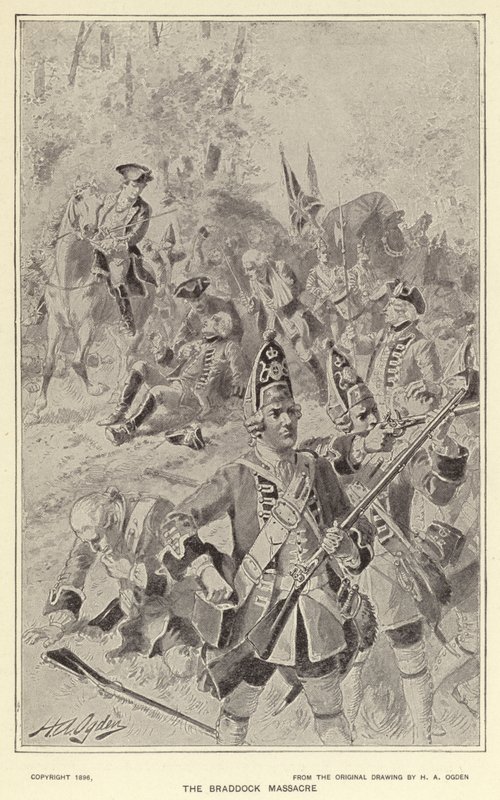 Braddockský masakr (litho) od Henry Alexander (after) Ogden